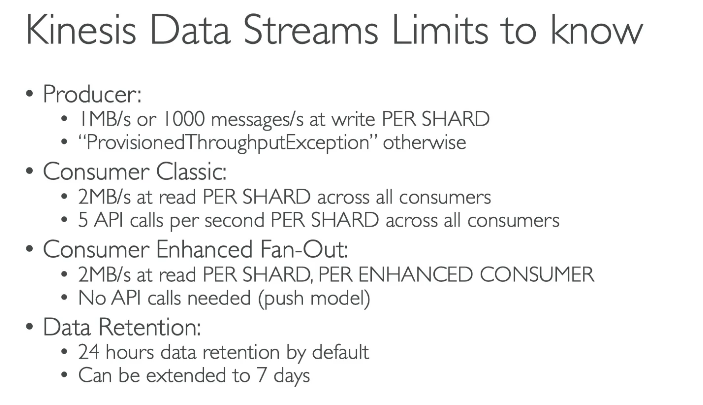 kinesis data streams limits to know