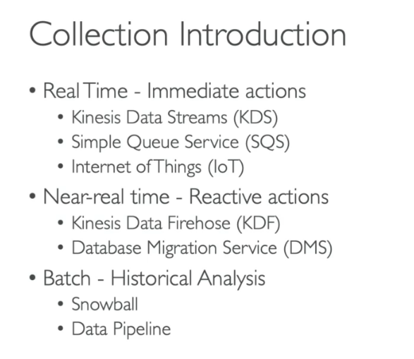 collection real time / near real time / batch